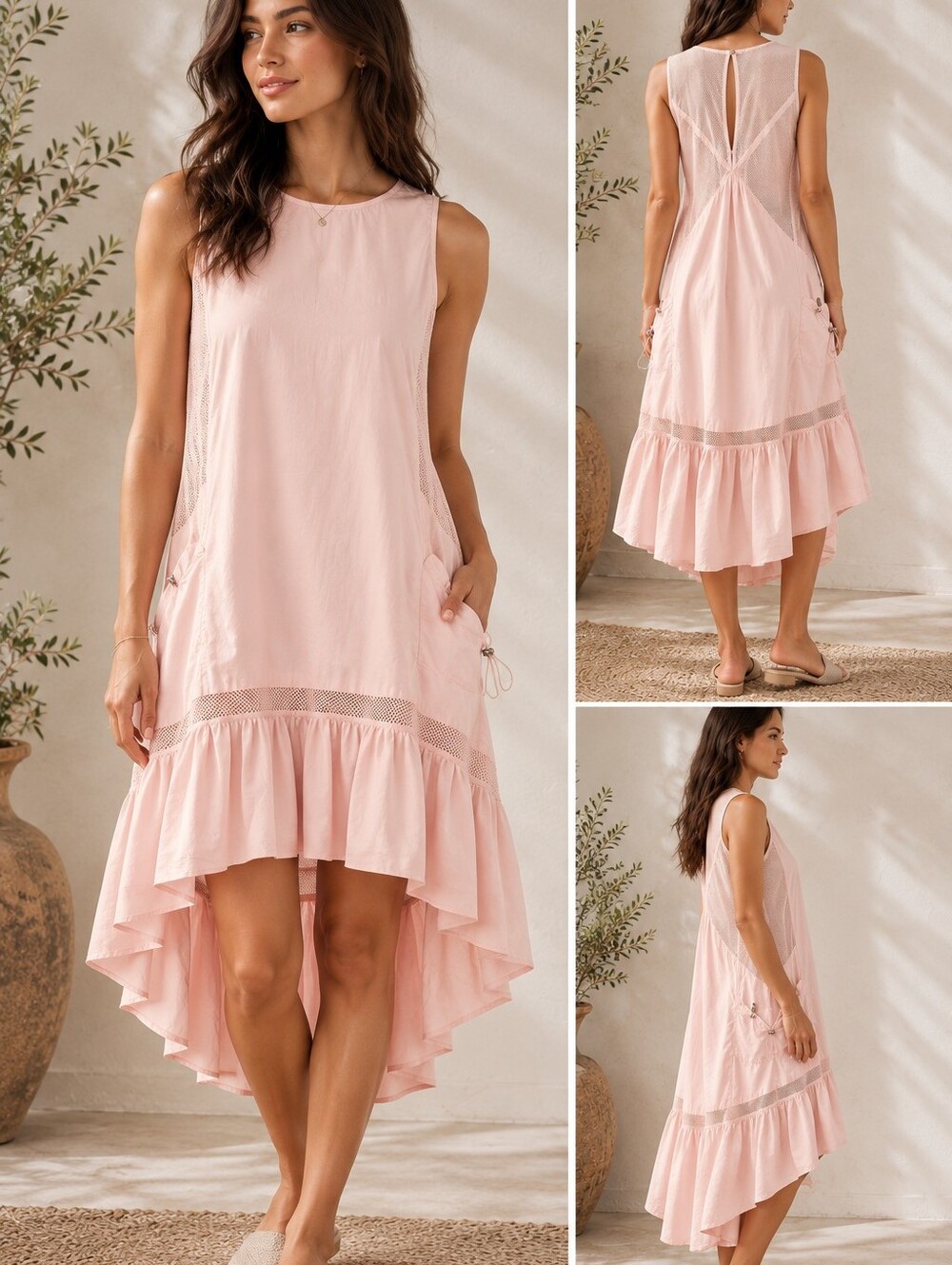 Daily Practice by Anthropologie Hill Up Tiered High-Low Midi Dress. NWOT, M